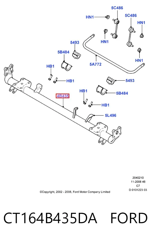 Viga de suspensão traseira (plataforma veicular) CT164B435DA Ford