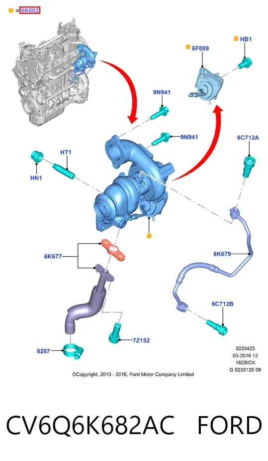 Turbina CV6Q6K682AC Ford