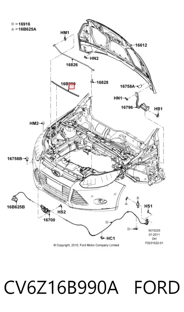Vedação da capota CV6Z16B990A Ford