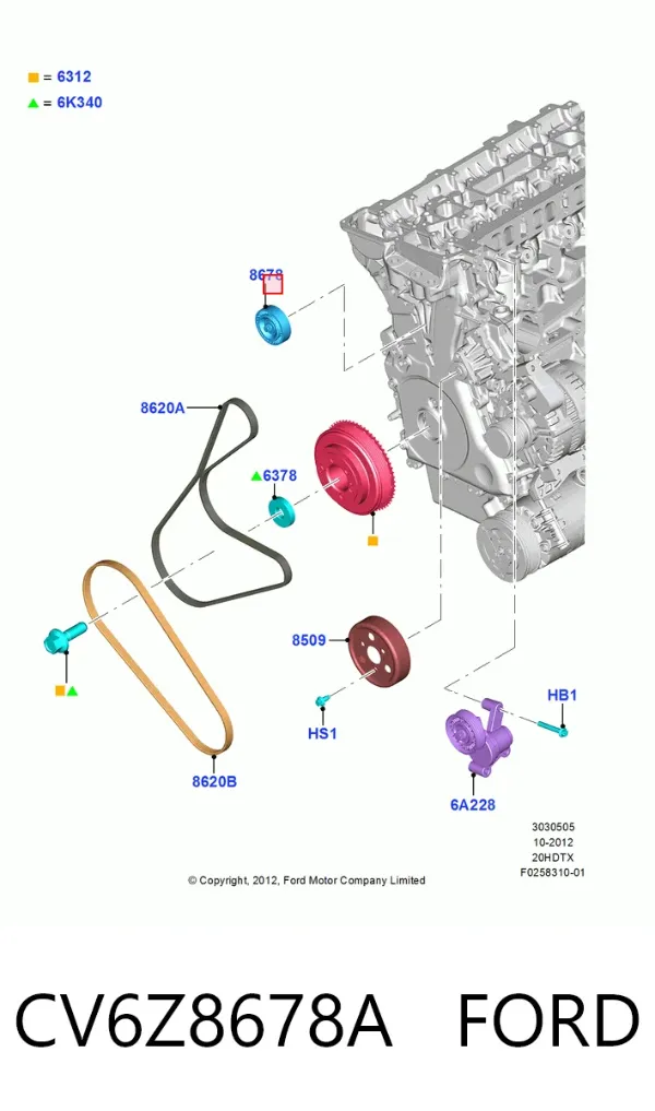 Rolo parasita da correia do mecanismo de distribuição de gás CV6Z8678A Ford