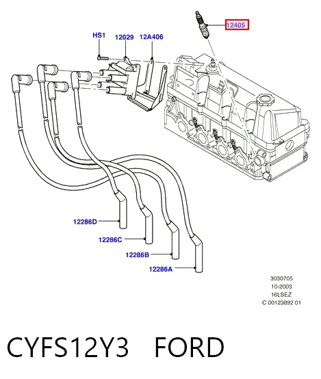 Vela de ignição CYFS12Y3 Ford