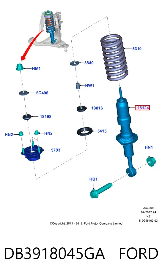 Amortecedor dianteiro DB3918045GA Ford