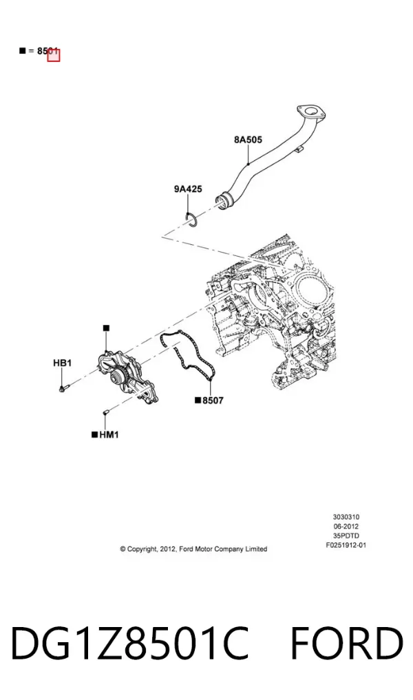 Bomba de água (bomba) de esfriamento DG1Z8501C Ford