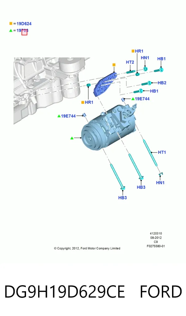 Compressor de aparelho de ar condicionado DG9H19D629CE Ford