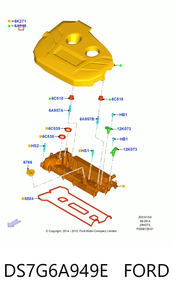 Tampa de motor decorativa DS7G6A949E Ford