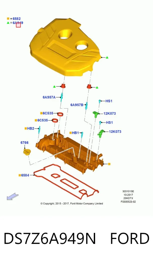 Tampa de motor decorativa DS7Z6A949N Ford