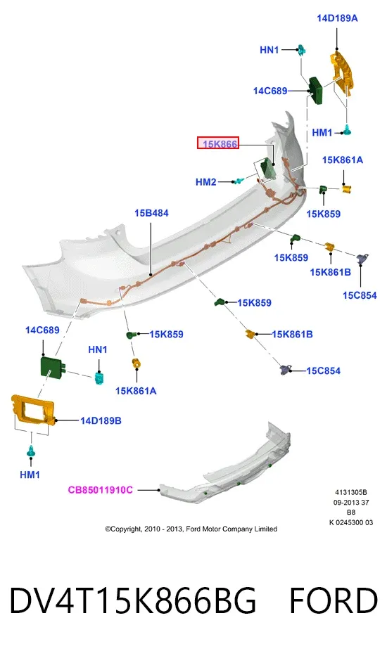 Módulo de direção (Centralina eletrônica) de sensor de estacionamento DV4T15K866BG Ford