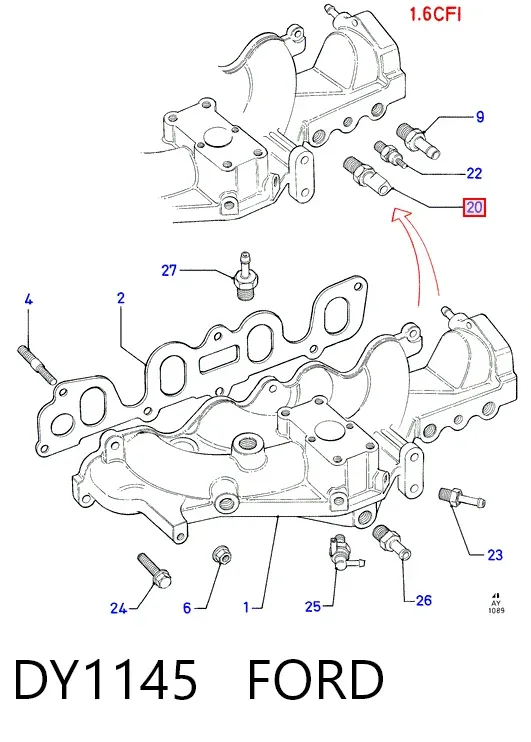 Sensor de temperatura do fluido de esfriamento DY1145 Ford