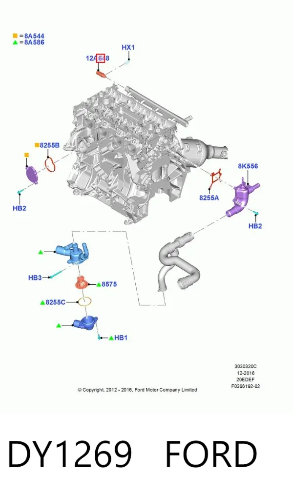 Sensor de temperatura do fluido de esfriamento DY1269 Ford