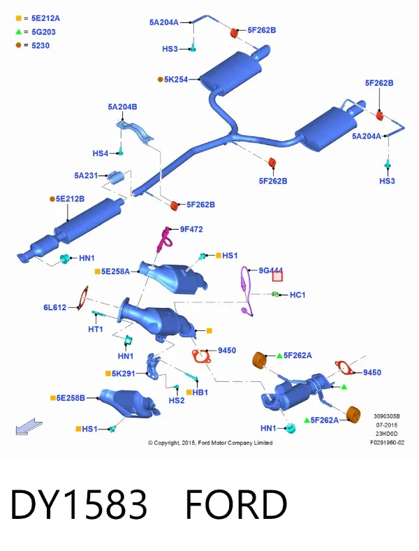 Sonda lambda, sensor de oxigênio depois de catalisador DY1583 Ford