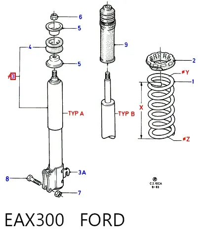 Amortecedor traseiro EAX300 Ford