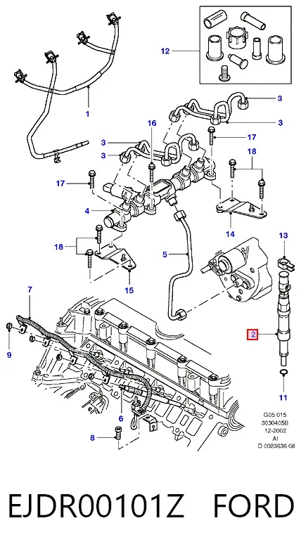 Injetor de injeção de combustível EJDR00101Z Ford