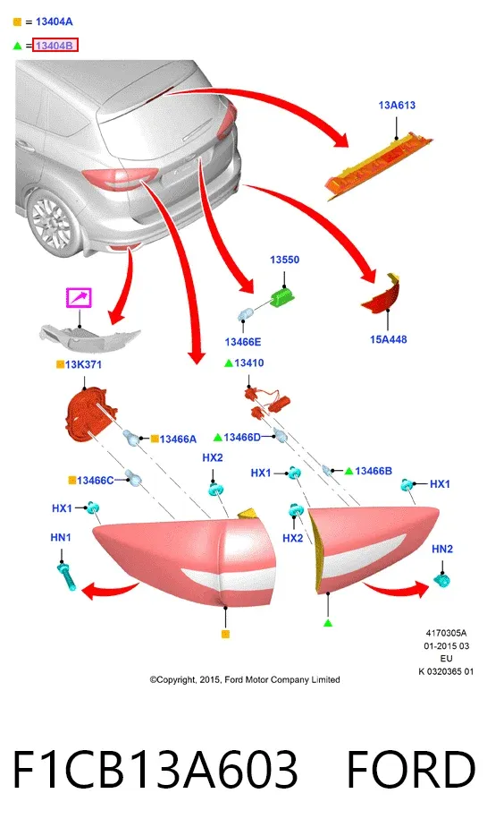 Lanterna traseira esquerda interna F1CB13A603 Ford