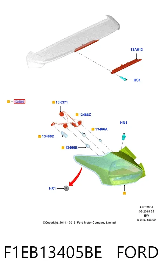 Lanterna traseira esquerda F1EB13405BE Ford