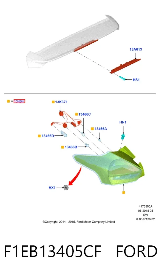 Lanterna traseira esquerda F1EB13405CF Ford
