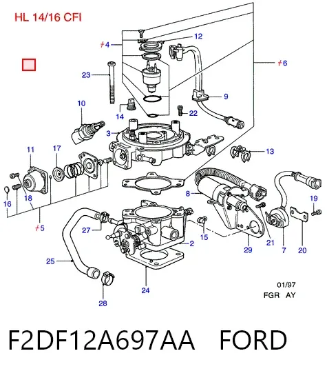 Sensor de temperatura da mistura de ar F2DF12A697AA Ford