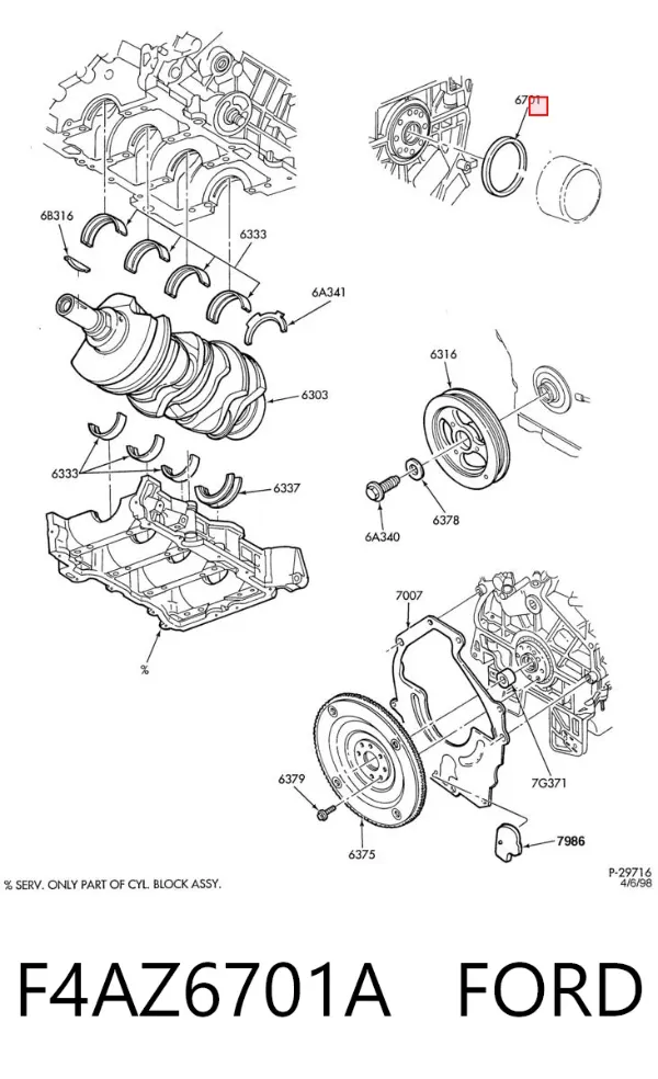 Vedação traseira de cambota de motor Ford Explorer U2