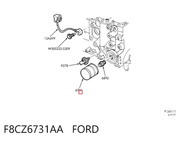 Filtro de óleo F8CZ6731AA Ford