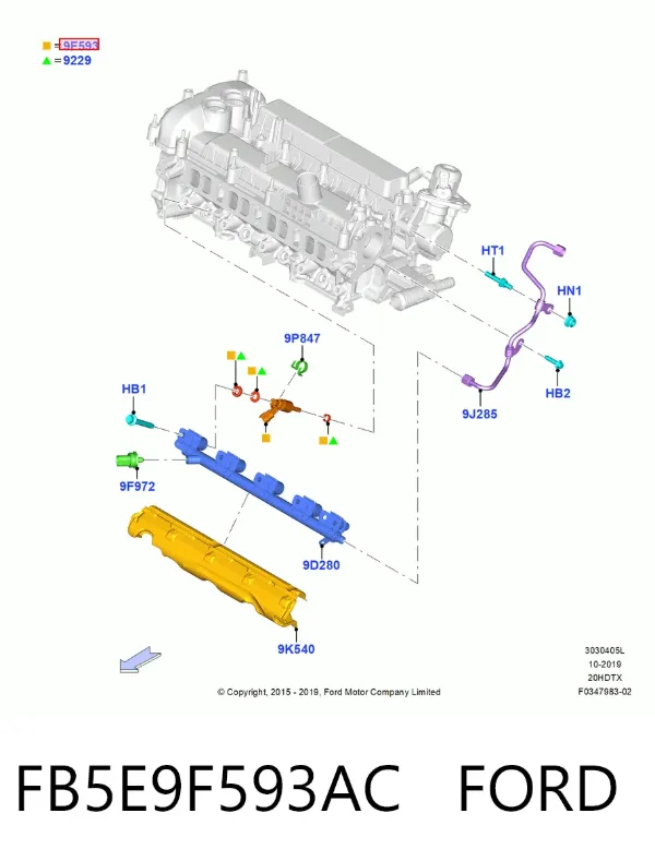 Injetor de injeção de combustível FB5E9F593AC Ford