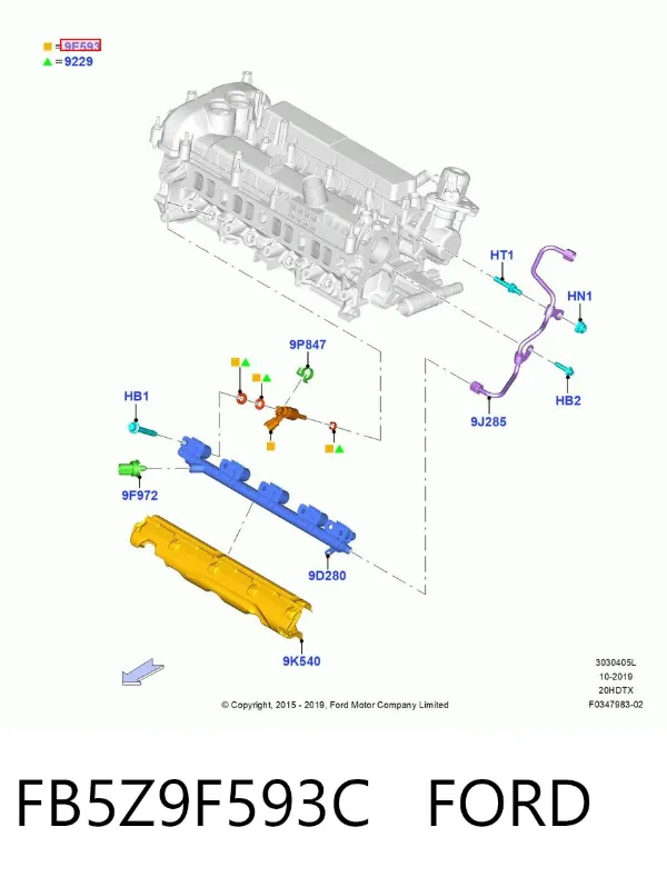 Injetor de injeção de combustível FB5Z9F593C Ford