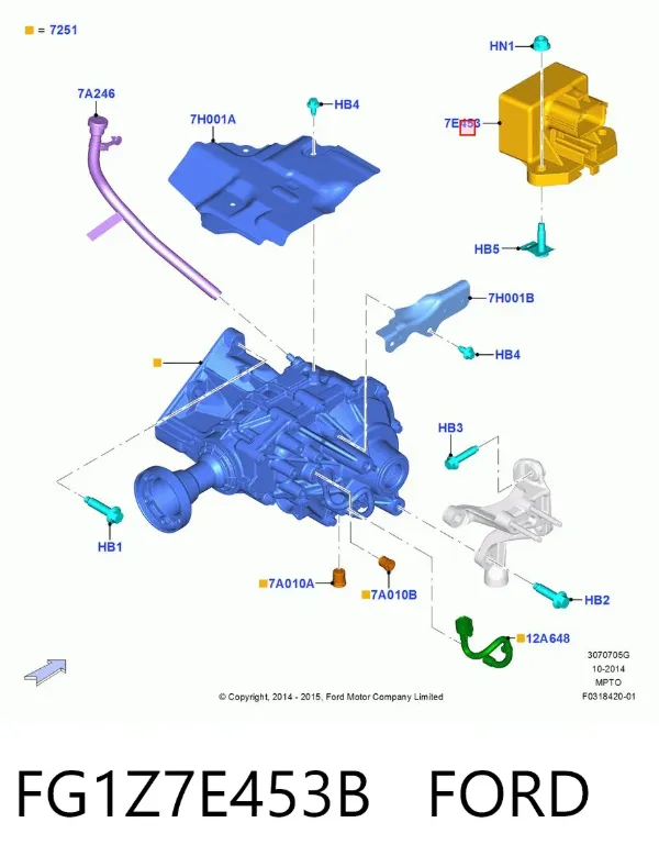 Módulo de direção da caixa de transferência FG1Z7E453B Ford