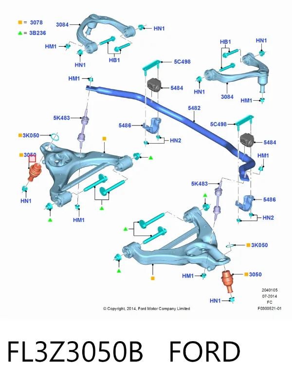 Suporte de esfera inferior FL3Z3050B Ford