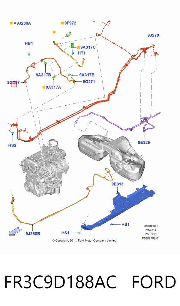 Válvula de adsorvedor dos vapores de combustível FR3C9D188AC Ford