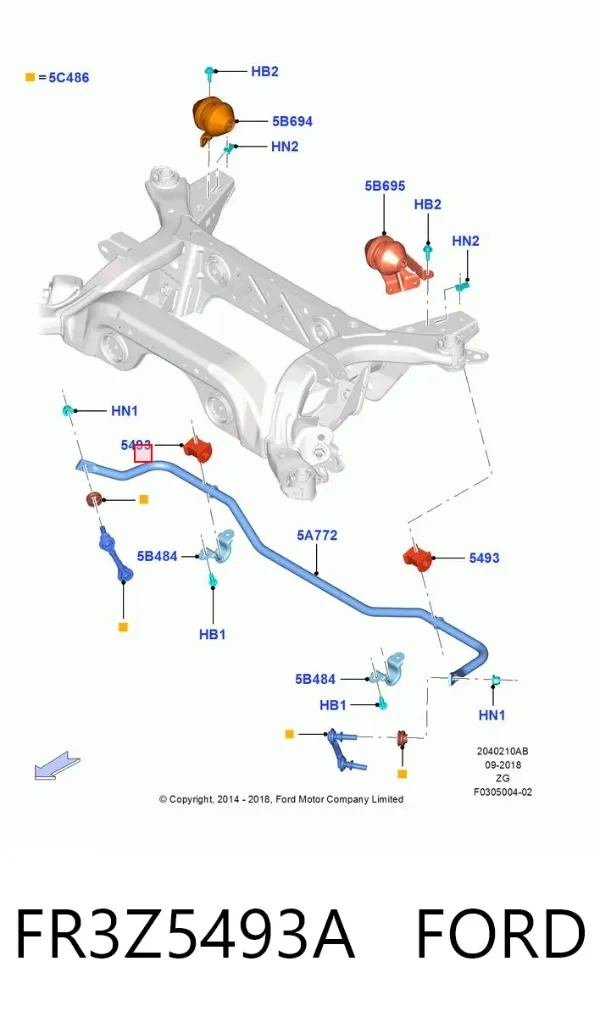 Bucha de estabilizador traseiro FR3Z5493A Ford