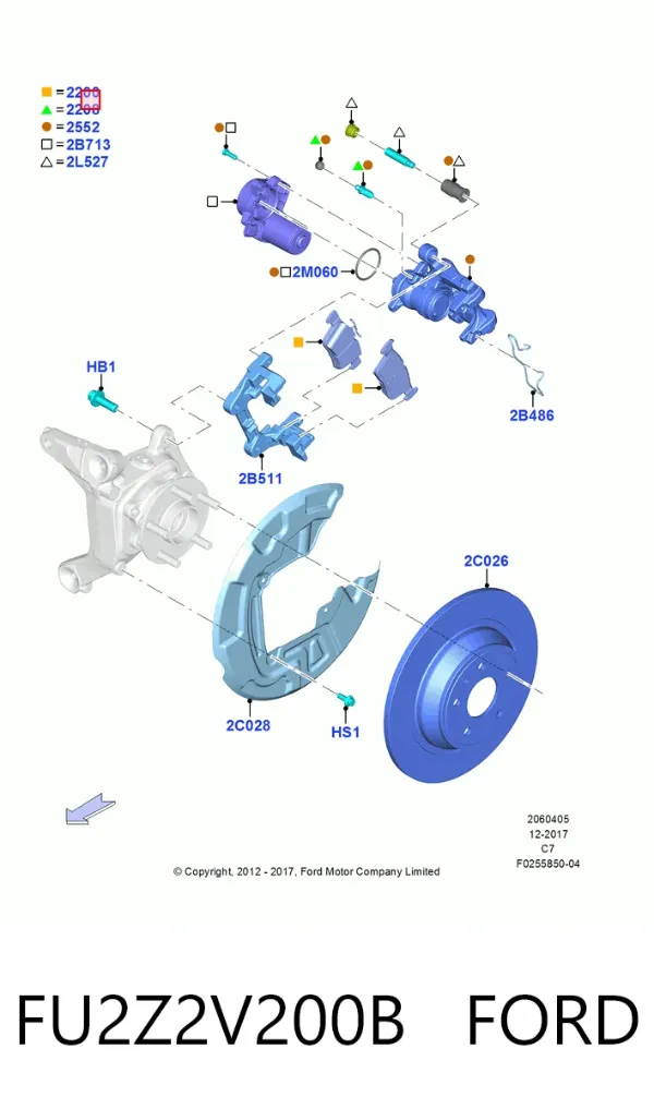 Sapatas do freio traseiras de disco FU2Z2V200B Ford