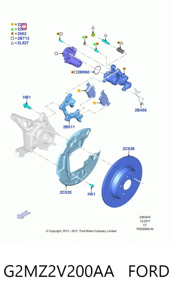 Sapatas do freio traseiras de disco G2MZ2V200AA Ford