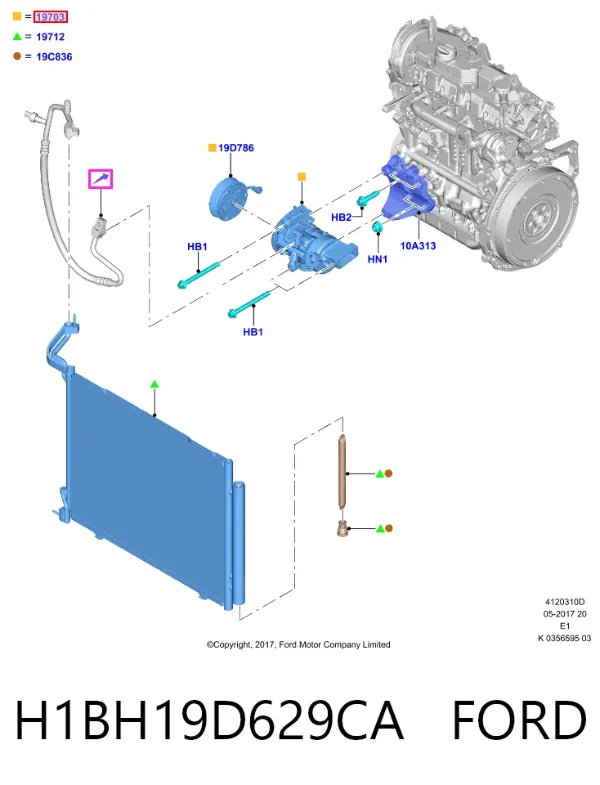 Compressor de aparelho de ar condicionado H1BH19D629CA Ford
