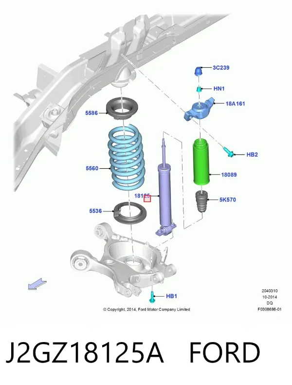 Amortecedor traseiro J2GZ18125A Ford