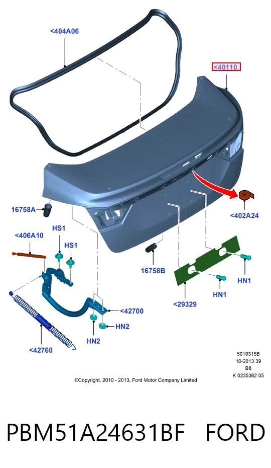 Tampa de porta-malas PBM51A24631BF Ford