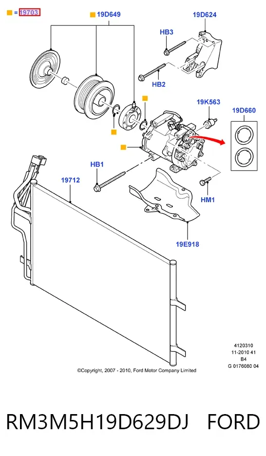 Compressor de aparelho de ar condicionado RM3M5H19D629DJ Ford
