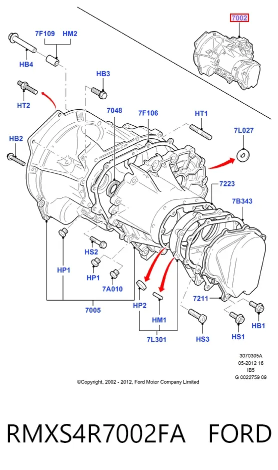Caixa de Mudança montada (caixa mecânica de velocidades) RMXS4R7002FA Ford