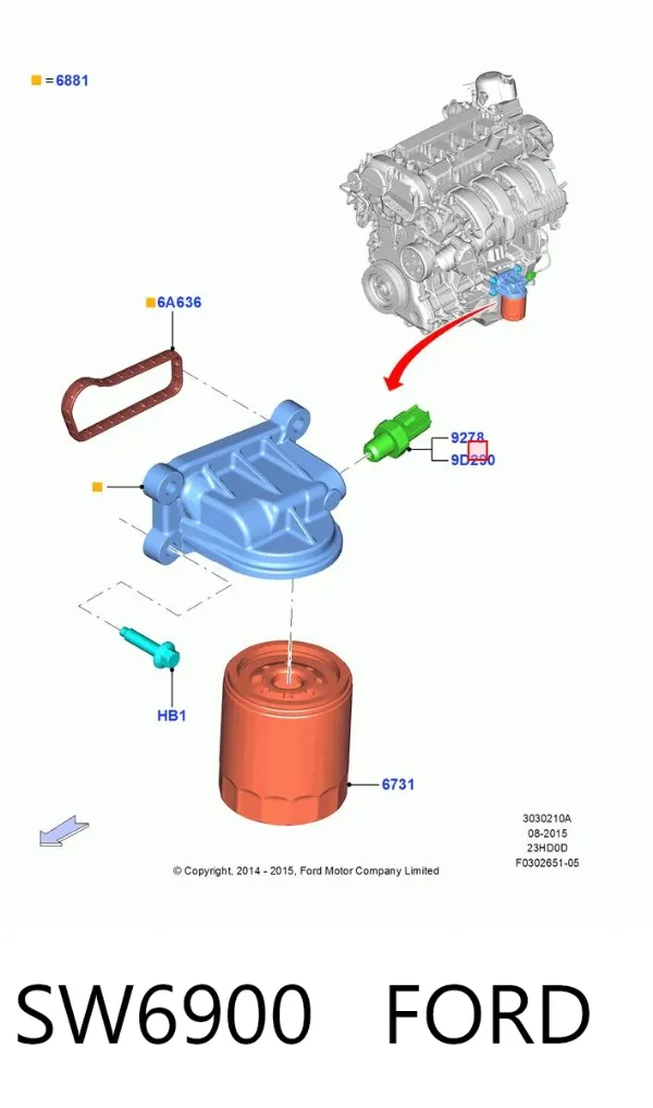 Sensor de pressão de óleo SW6900 Ford