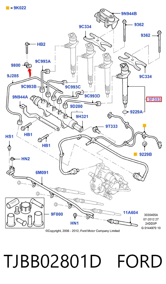 Injetor de injeção de combustível TJBB02801D Ford