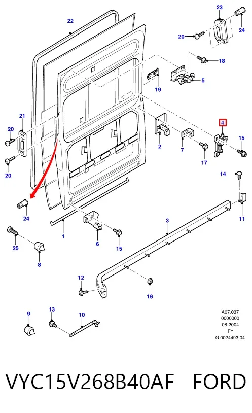 Rolo direito central da porta lateral (deslizante) VYC15V268B40AF Ford