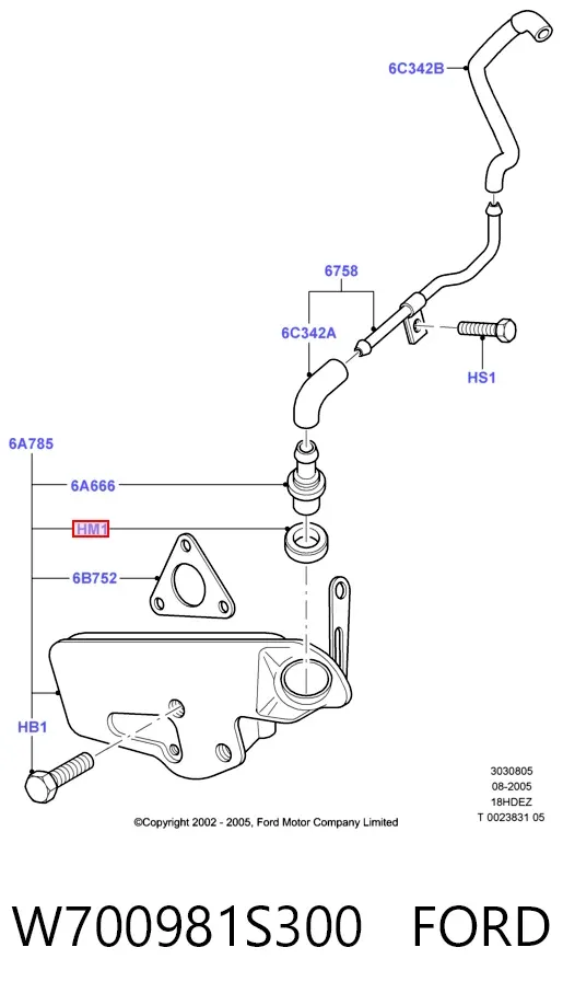 Vedante de cano derivado EGR até a cabeça de bloco (CBC) W700981S300 Ford