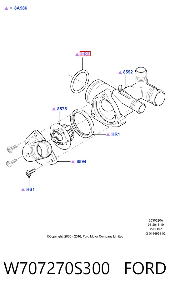 Vedante de termostato W707270S300 Ford