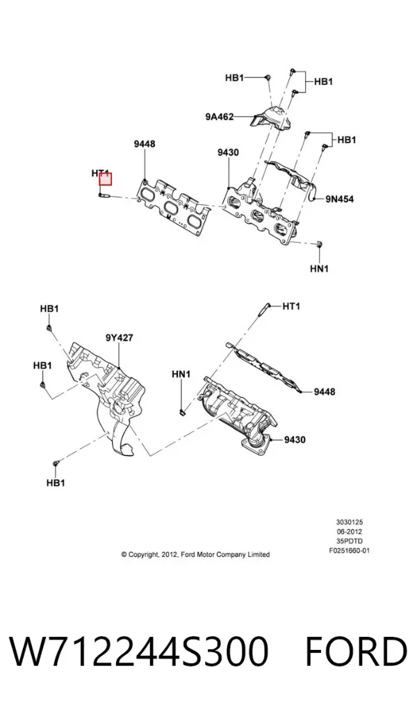 Prego de tubo coletor de escape W712244S300 Ford