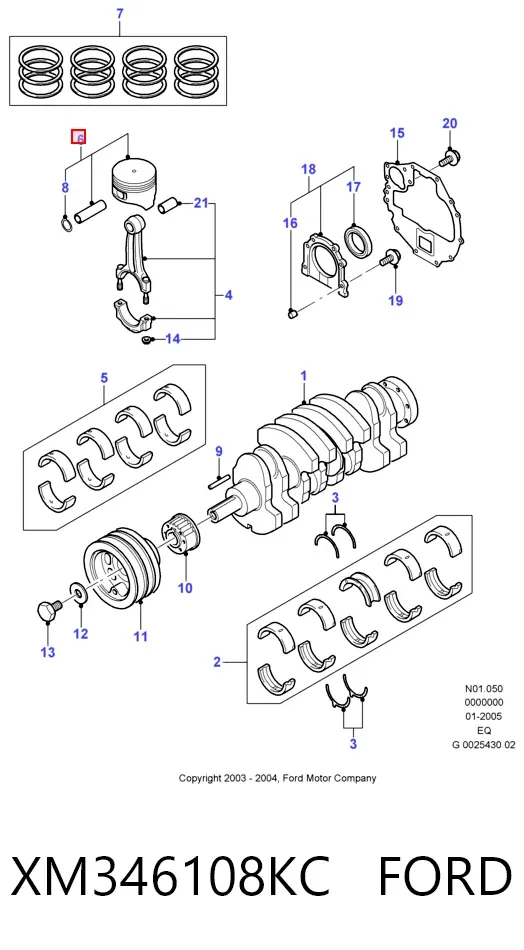 Pistão (kit para um motor), 2ª reparação ( + 0,50) XM346108KC Ford