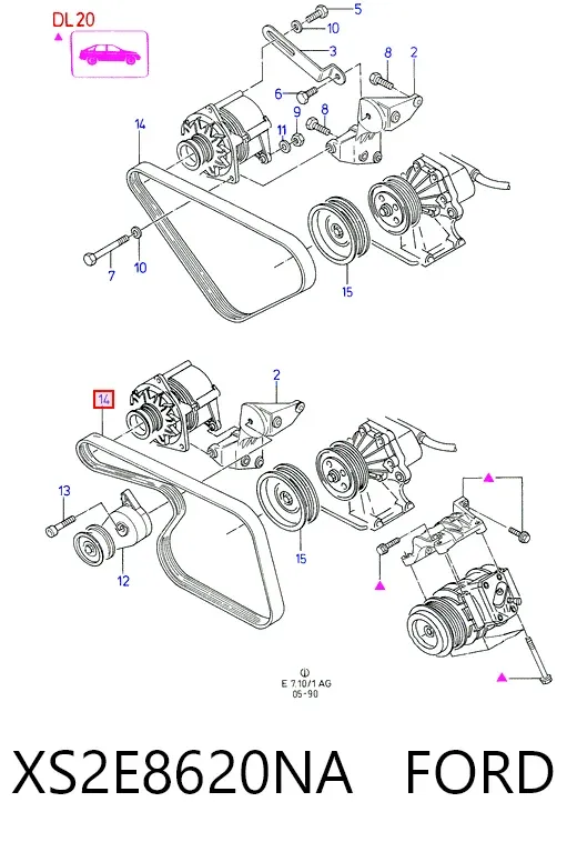 Correia dos conjuntos de transmissão XS2E8620NA Ford