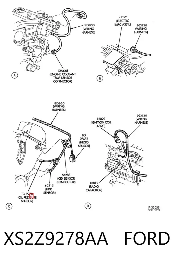 Sensor de pressão de óleo XS2Z9278AA Ford