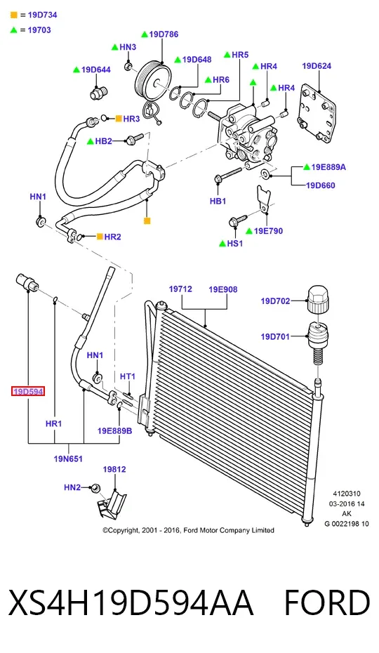 Sensor de pressão absoluta de aparelho de ar condicionado XS4H19D594AA Ford