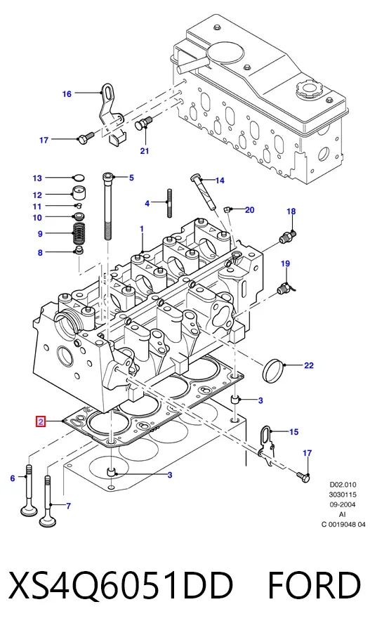 Vedante de cabeça de motor (CBC) XS4Q6051DD Ford