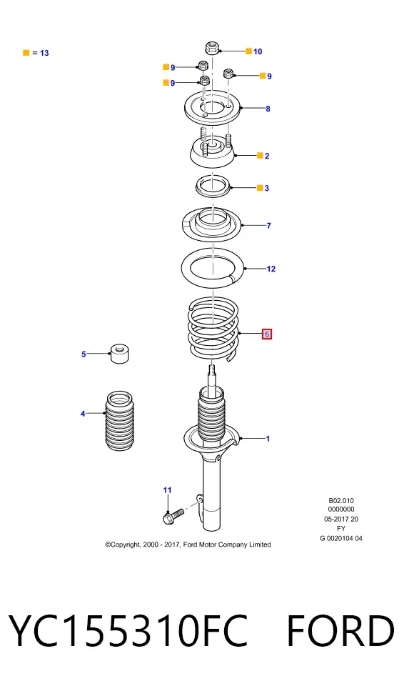 Mola dianteira YC155310FC Ford