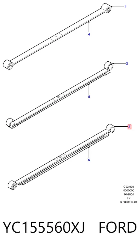 Suspensão de lâminas traseiro YC155560XJ Ford