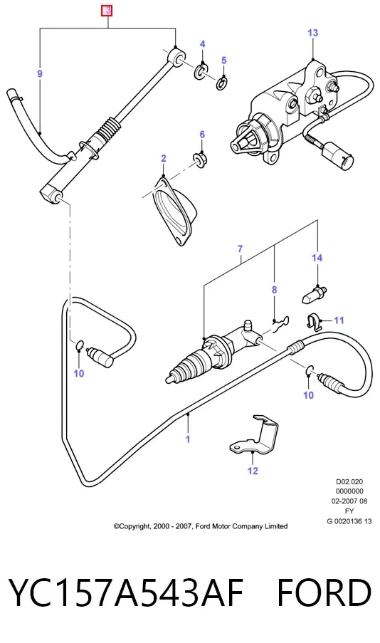 Cilindro mestre de embraiagem YC157A543AF Ford