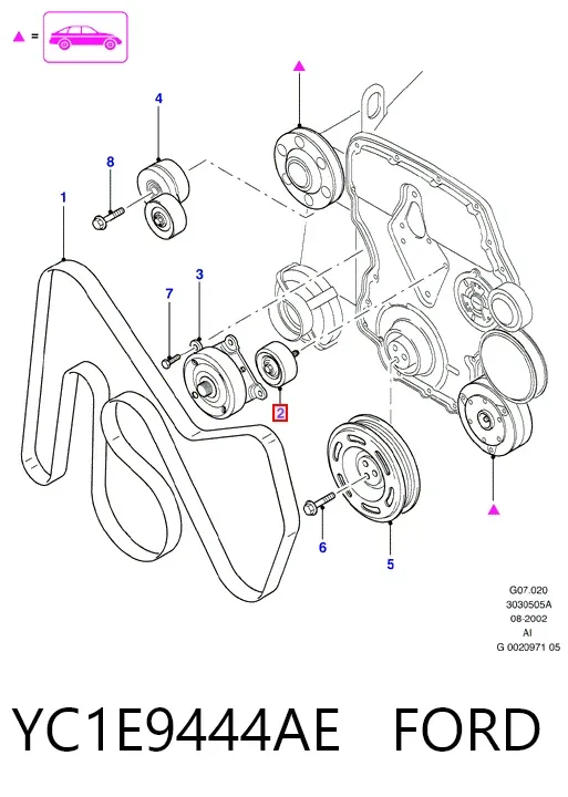Rolo parasita da correia de transmissão YC1E9444AE Ford